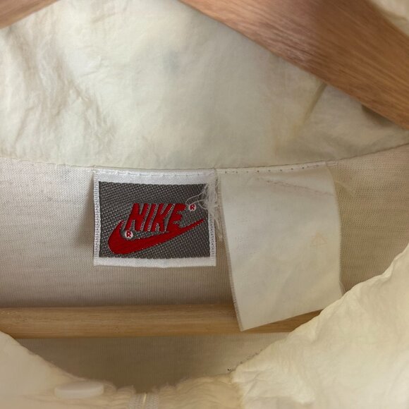 Vtg‎ 90s Nike Windbreaker Jacket Large Off White Black Striped Color Block READ - Picture 8 of 9